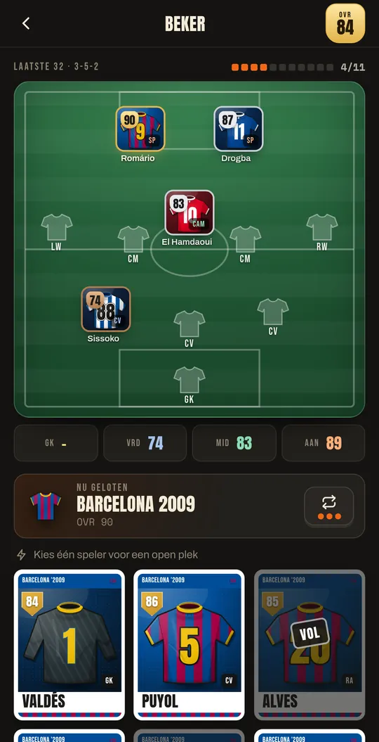De draft in de Gaffer XI-app: kies een speler voor je opstelling